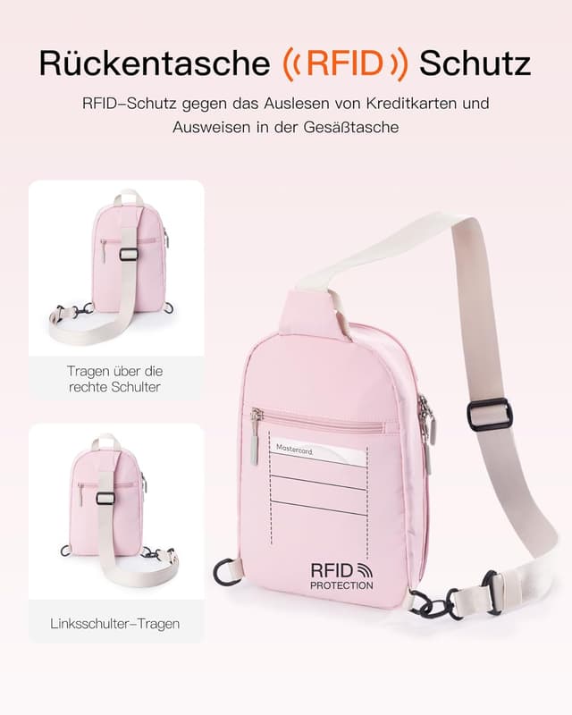 Detalle de Inateck Sling Bag X-Row – leichte Brusttasche/Umhängetasche mit spritzwassergeschütztem Außenmaterial
