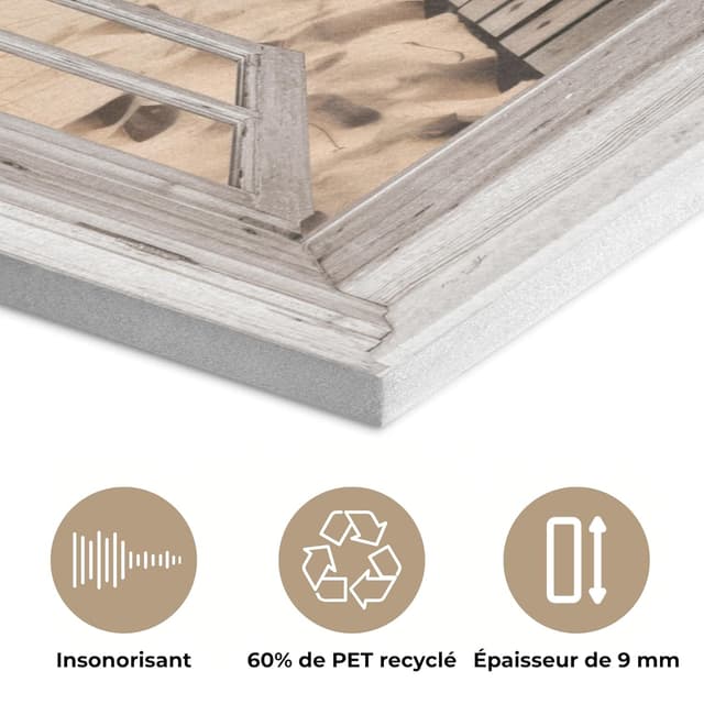 Detalle de MuchoWow décoration murale en feutre 50x70 cm (Océan / Côte) — panneau mural décoratif et acoustique