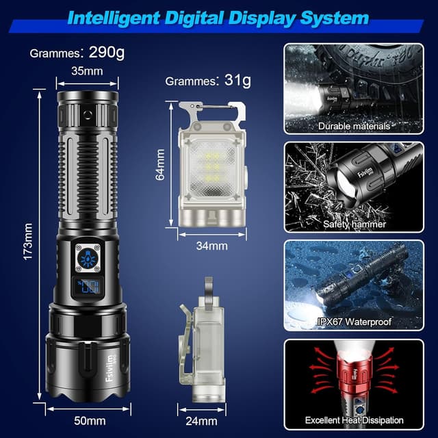 Thumbnail 6 de Fsiviim Torches 500,000 lumens rechargeable torch 🔦