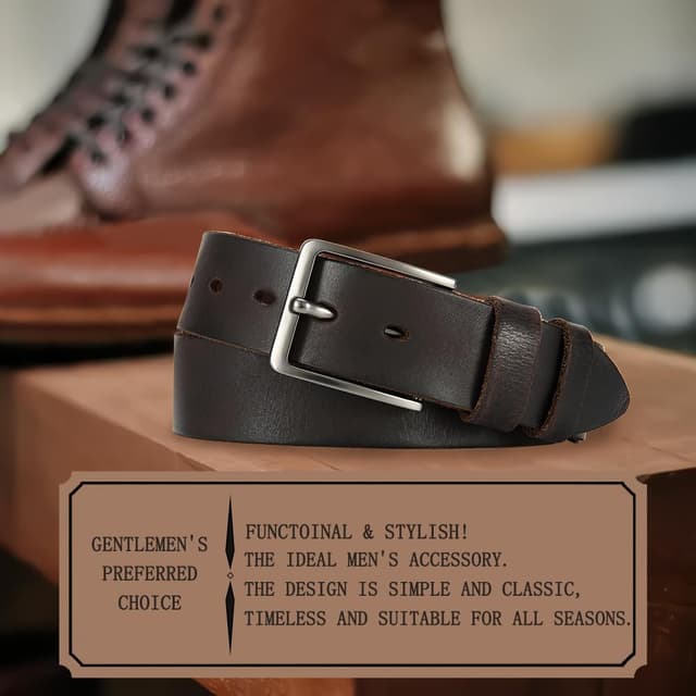 Detalle de DOOPAI Herren-Gürtel aus Vollleder mit verstellbarer Metallschnalle
