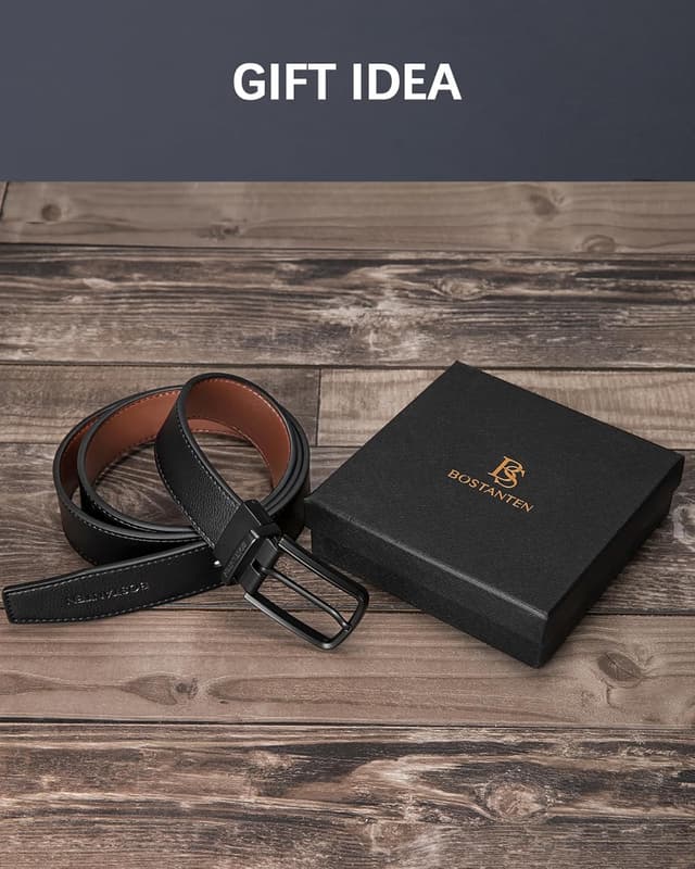 Thumbnail 6 de BOSTANTEN Ceinture réversible en cuir pour homme 3,5 cm (2 en 1) avec boucle rotative