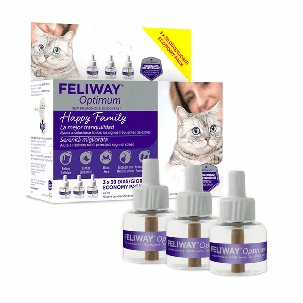 Detalle de Feliway Optimum Pack Ahorro 3 Recambios 😺 Calmante 90 días