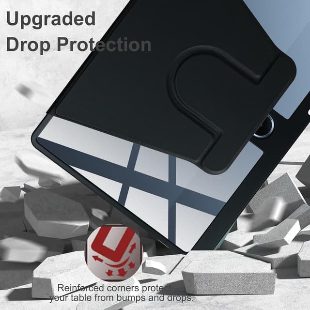 Detalle 2 de Lemxiee PU Leder Case für OnePlus Pad Lite / OPPO Pad SE mit Stiftschlitz, Drehständer und kratzfester Acryl-Rückseite