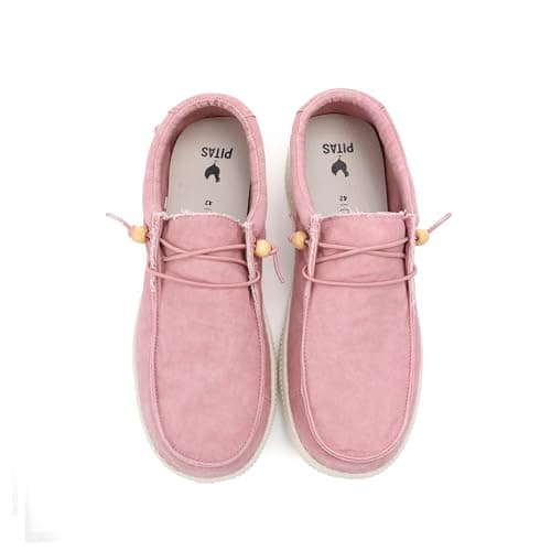 Detalle 2 de WALK IN PITAS WP150 WALLABI Washed mocasines de hombre sin cordones (algodón, cierre elástico) Rosa
