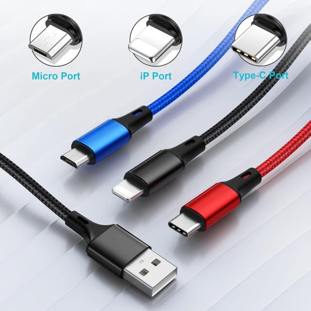 Detalle 2 de NINGKPOW Multi Charger Cable 2m — 3‑in‑1 cable