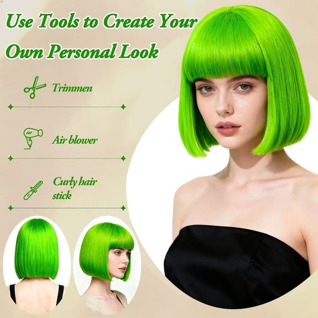 Thumbnail 1 de Perruque Femme Naturelle Courte Verte đ