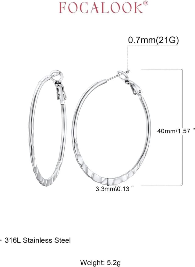 Detalle 2 de FOCALOOK Creolen 40 mm Edelstahl Ohrringe