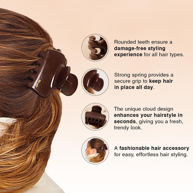 Detalle de Kitsch Plastic Puffy Claw Clip 3.15" for Thick Hair đ