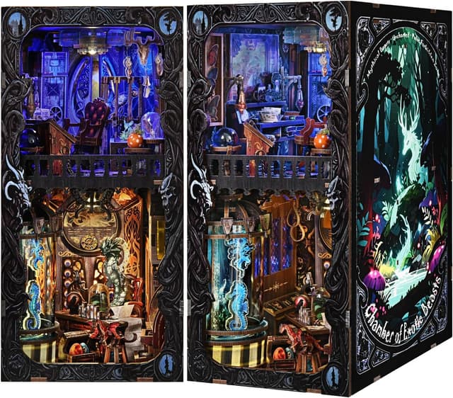 Detalle de ETKVR Book Nook Kit DIY Miniature House Dollhouse 3D Puzzle with LED Lights and Dust Cover