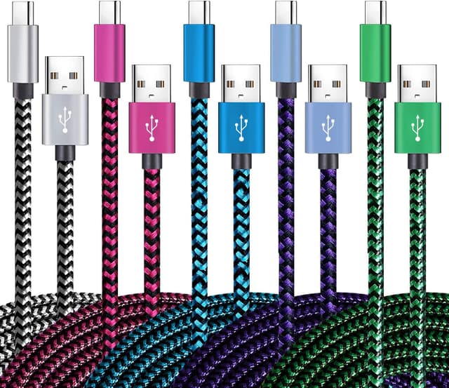 Detalle de Teeind USB Type C Fast Charging Cable (Tpc001) – 5 Pack Braided 3A, 6Ft