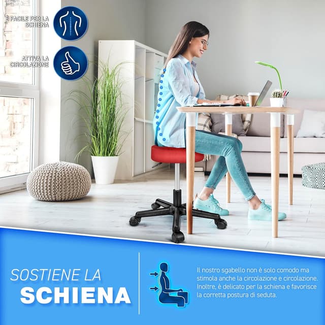 Thumbnail 6 de TRESKO sgabello girevole da lavoro per estetiste, studi e ambulatori, regolabile in altezza