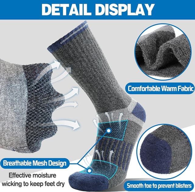 Detalle 2 de Merino Wool Hiking Socks 5 Pairs