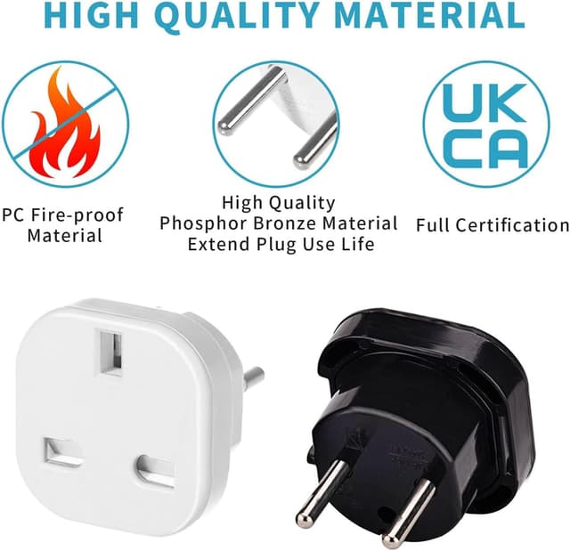 Detalle de UK to Europe Plug Adapter 4 pack