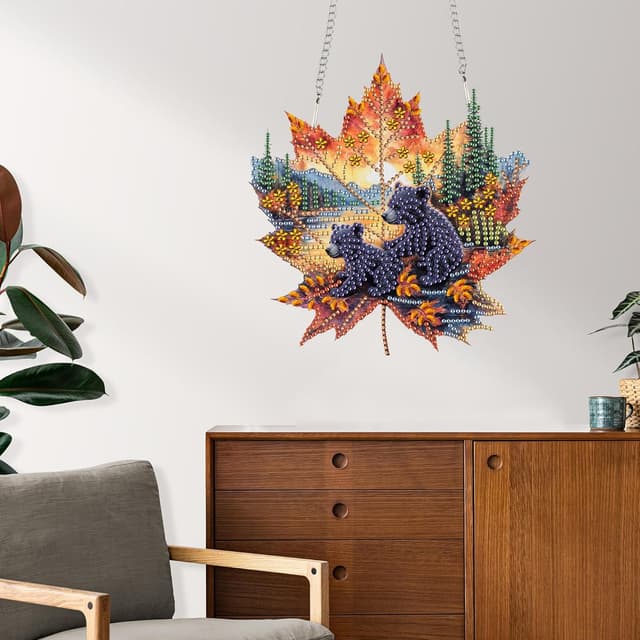 Detalle de Reofrey Hanging Diamond Art Kit (20x20cm) – acrylic diamond painting suncatcher pendant