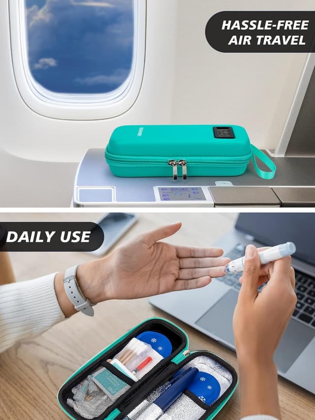 Thumbnail 6 de YOUSHARES Medicine Cool Bag with Temperature Display (Small Insulin Travel Case) with 2 Ice Packs, Green