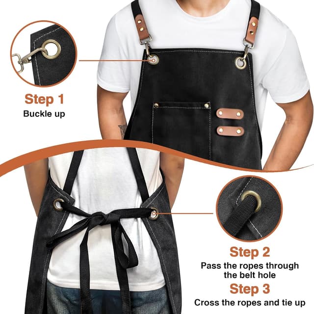 Thumbnail 5 de lompyeu Delantal de Cocina Impermeable 3 Bolsillos