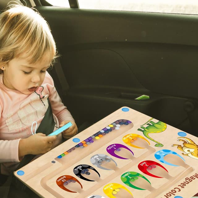 Detalle de HONGID Dinosaur Toys Magnetic Color and Number Maze Montessori Learning Board for Ages 2–5