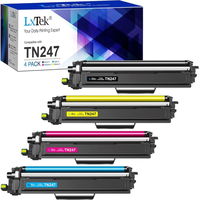 Detalle de LxTek TN-247/TN-243 Compatible Toner 4-pack (Black, Cyan, Magenta, Yellow) for Brother