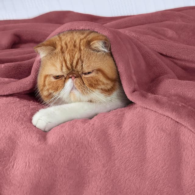 Detalle de BEDSURE Kuscheldecke flauschig aus Mikrofaser, Sofa-Überwurf XXL 230x270 cm in Dunkelrosa