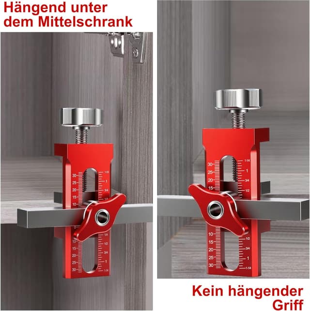 Detalle 2 de GWAEPU L’installation de Porte d’armoire : outil de montage 2 en 1 avec positionneur réglable et gabarit de quincaillerie