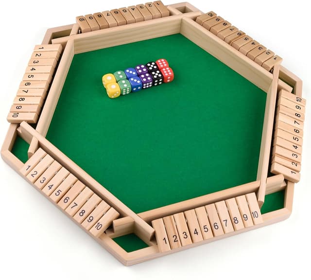 Detalle de Havnidy Shut the Box : jeu de dés classique en bois pour 6 joueurs
