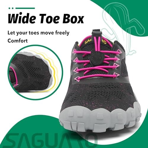 Detalle de SAGUARO Barefoot minimalistas para training y trail (rosa magenta) – suela zero drop y puntera ancha