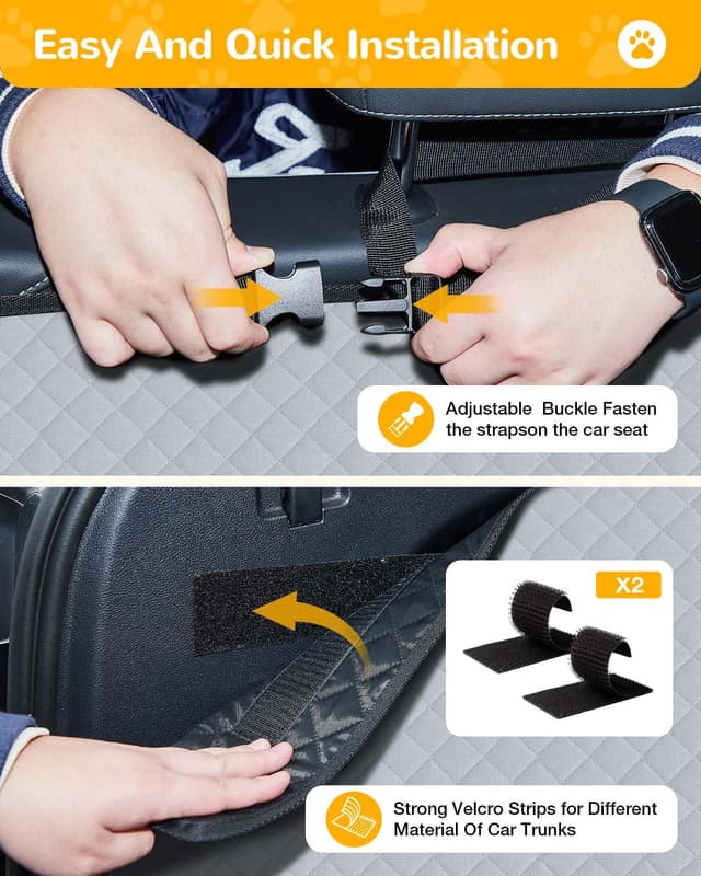 Detalle de Lekespring Kofferraumschutz für Hunde (wasserdicht, kratzfest) mit Seiten- und Ladekantenschutz – Grau, 136 x 106 cm