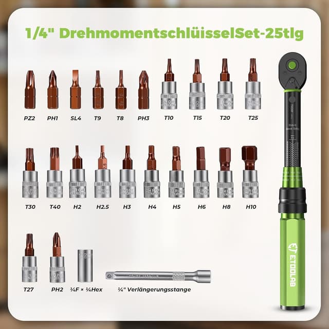 Detalle 2 de ETOOLAB Drehmomentschlüssel Set 1/4 25-teilig