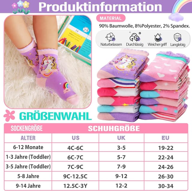 Thumbnail 4 de Welwoos 12 Paare Stoppersocken Kinder Antirutsch