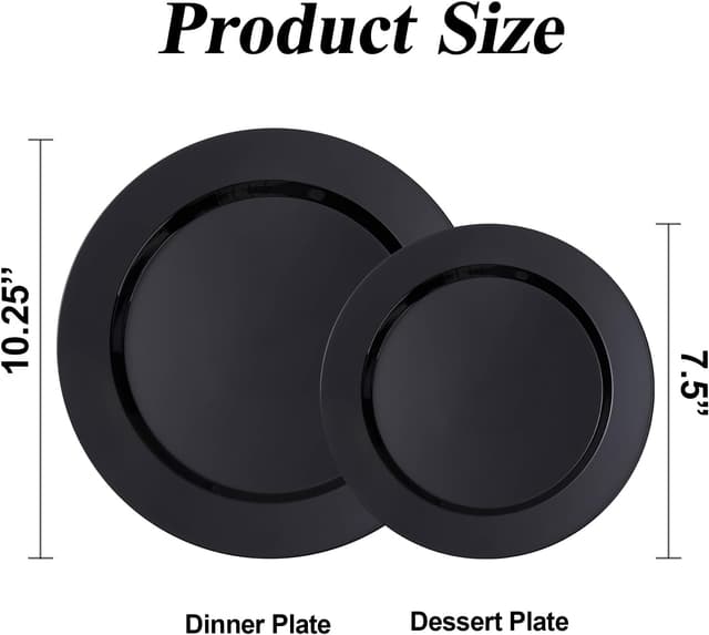Thumbnail 1 de BESTSTAR 200pcs Black Plastic Plates Set