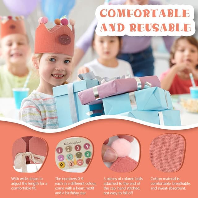 Thumbnail 2 de URAQT Geburtstagskrone mit Zahlen 0–9 56×18 cm