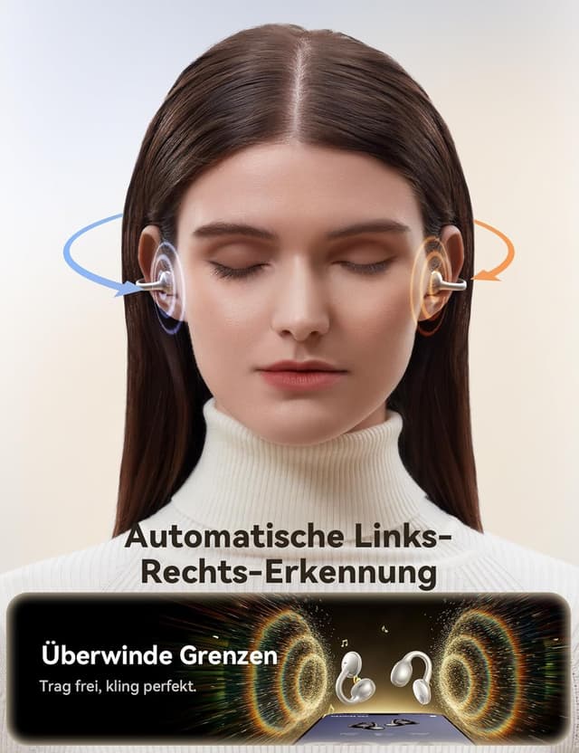 Detalle de JOYROOM OE3 ClipBuds Open-Ear Bluetooth-Kopfhörer mit 30h Laufzeit, ENC und IPX4