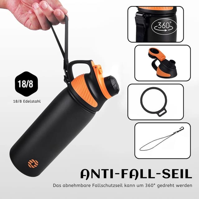 Detalle de Edelstahl Trinkflasche mit Magnetdeckel 1 L