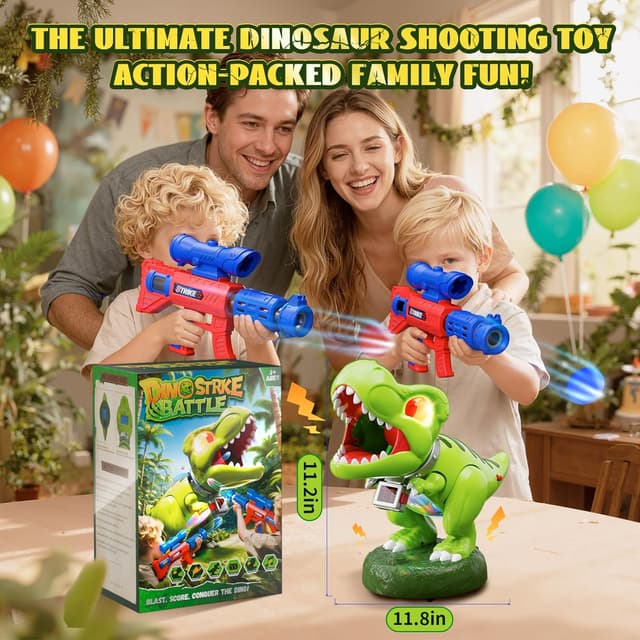 Thumbnail 6 de Realistic Dinosaur Moveable Shooting Toys 2-pack