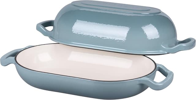 Detalle de VORRINGARD Enameled Cast Iron Sourdough Bread Oven (Dutch Oven) with Lid, 5QT, Sea Salt