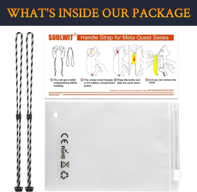 Thumbnail 6 de SOULWIT upgraded replacement wrist straps (1 pair) for Meta Quest 3 / Quest 3S – adjustable VR hand straps in black & white