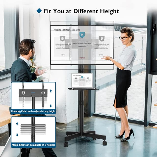 Thumbnail 2 de BONTEC TV Ständer Rollbar 23–60 Zoll Höhenverstellbar