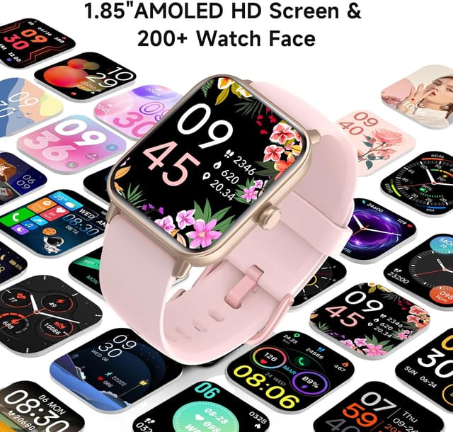 Detalle de Smart Watches for Women (1.85" HD Display) Pink Fitness Tracker with Heart Rate, Sleep, SpO2, Call Support