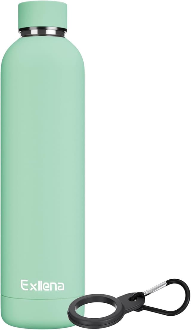 Detalle de Exllena Insulated Water Bottle 1L (Mint) with Buckle — Double Wall Stainless Steel, 24h Cold / 12h Hot, BPA-Free
