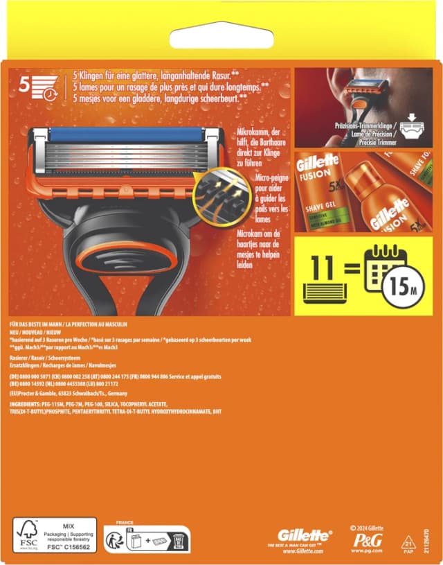 Detalle de Gillette Fusion5 Rasierer + 11 Ersatzklingen (mit Präzisionstrimmer)