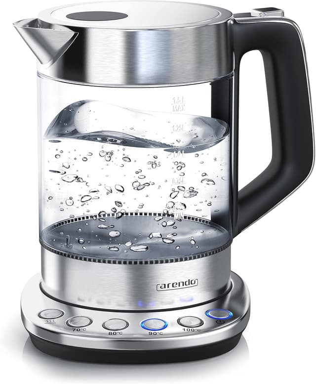 Detalle de Arendo Glas-Wasserkocher mit Temperatureinstellung und Warmhaltefunktion (1,5 l, 2200 W)