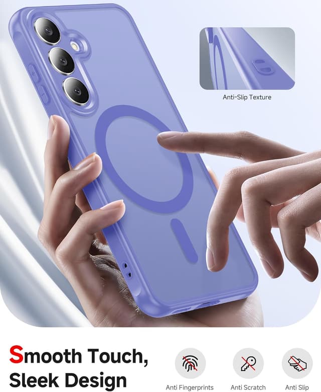 Detalle 2 de LeYi for Samsung Galaxy S25 FE phone case with magnetic back + tempered glass screen protectors (Sky Blue)