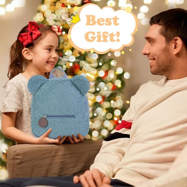 Thumbnail 6 de Zaino in peluche Aomig con orsetto, zaino a spalla con orecchie e mini peluche per bambini (bianco)