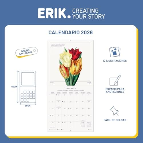 Thumbnail 2 de Grupo Erik Calendario 2026 pared Flores — 30×30 cm 📅