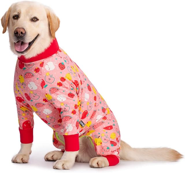 Detalle de BT Bear Large Dog Clothes Elastic Pet Onesie – surgery recovery suit and everyday jumpsuit (5XL, Pink fruit)