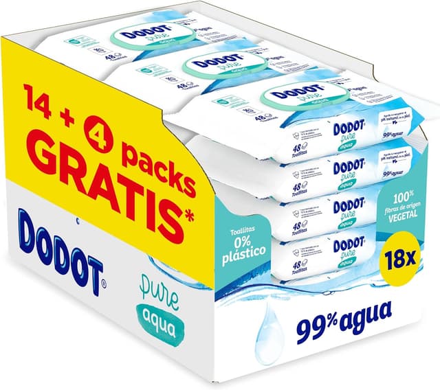 Detalle de Dodot Toallitas Pure Aqua para Bebé - 864 Toallitas 💧