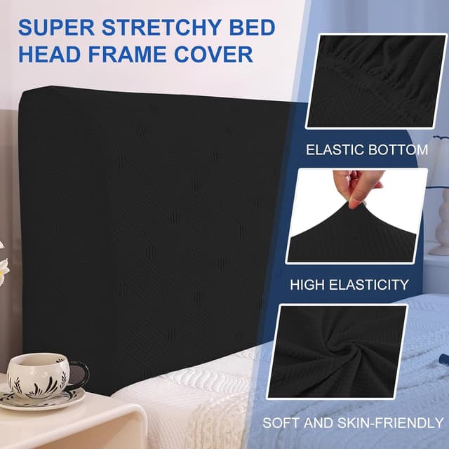 Detalle de Ystyle Copri Testiera Letto matrimoniale/singolo elasticizzata 150 cm (nero)