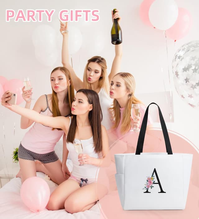 Detalle 2 de KALIDI Damen-Handtasche mit A‑Z Reißverschluss & breitem Schultergurt – personalisierte Initialen für Alltag, Reise und Schule