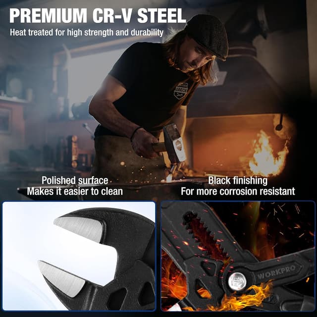 Thumbnail 4 de WORKPRO 250 mm Adjustable Pliers Wrench