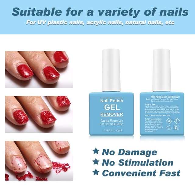Detalle de 2 Pack Gel Nail Polish Remover (Magic Gel Polish Soak-Off) with Cuticle Pusher and Nail Scraper
